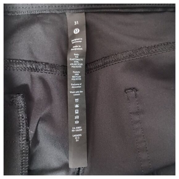 Lululemon Pants 31 Mens Black Commission Abc Chino Classic Polyester Comfort - Picture 3 of 6